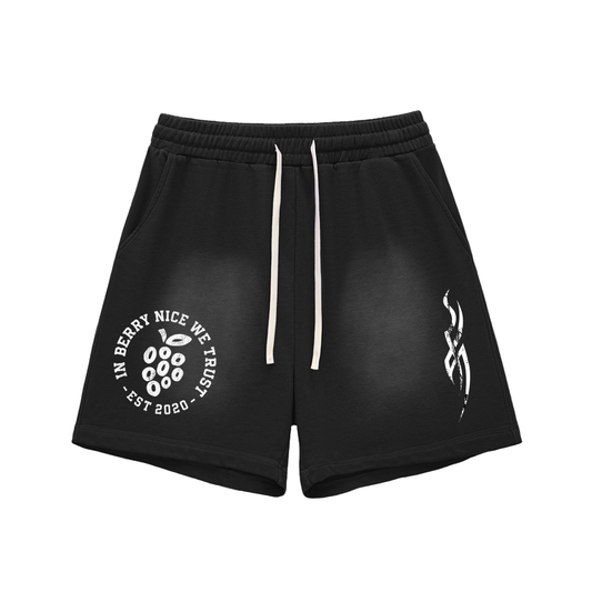 Sun Fade Raw Edge Cotton Shorts